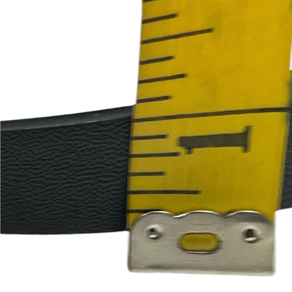 Vince Camuto Black Faux Leather Belt Gold Logo Buckle Detail Large New - Picture 7 of 8